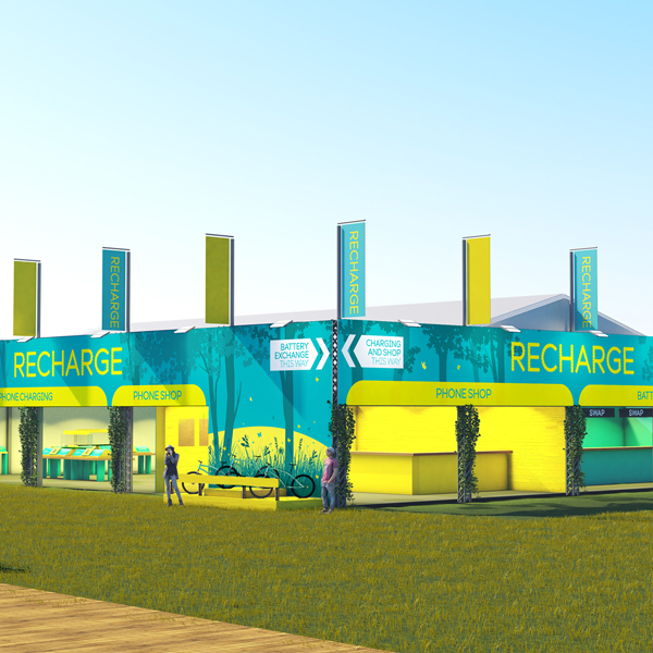 ee glastonbury tent c4d render